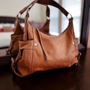 Fossil, camel leather handbag